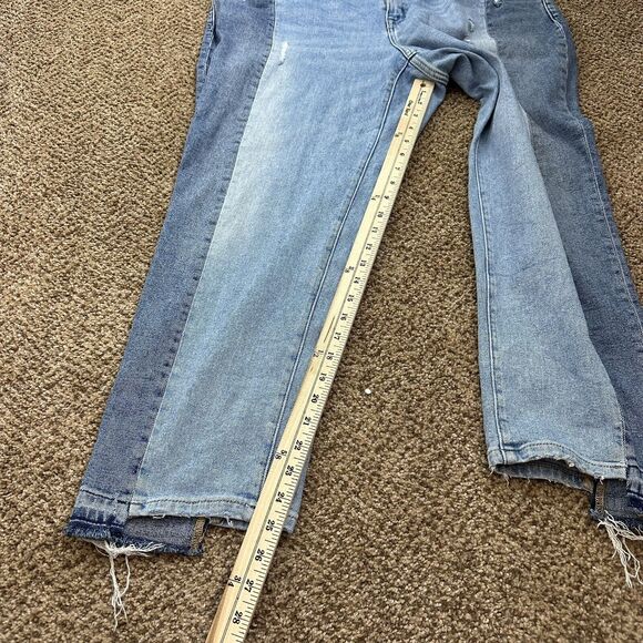 Lane Bryant High Rise Straight Crop Jeans Size 16 Patchwork Half Raw Hem - Picture 11 of 11